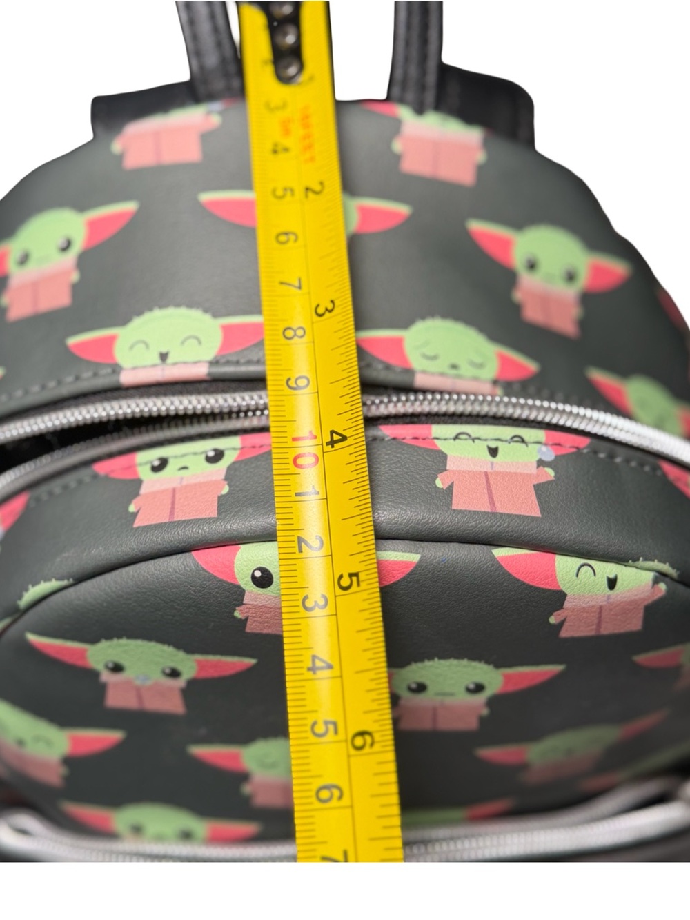 Disney Loungefly Grey Mini Backpack with Green Grogu Print - Picture 10 of 13